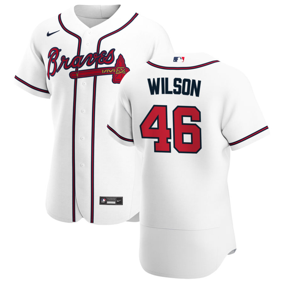Atlanta Braves 46 Bryse Wilson Men Nike White Home 2020 Authentic Player MLB Jersey